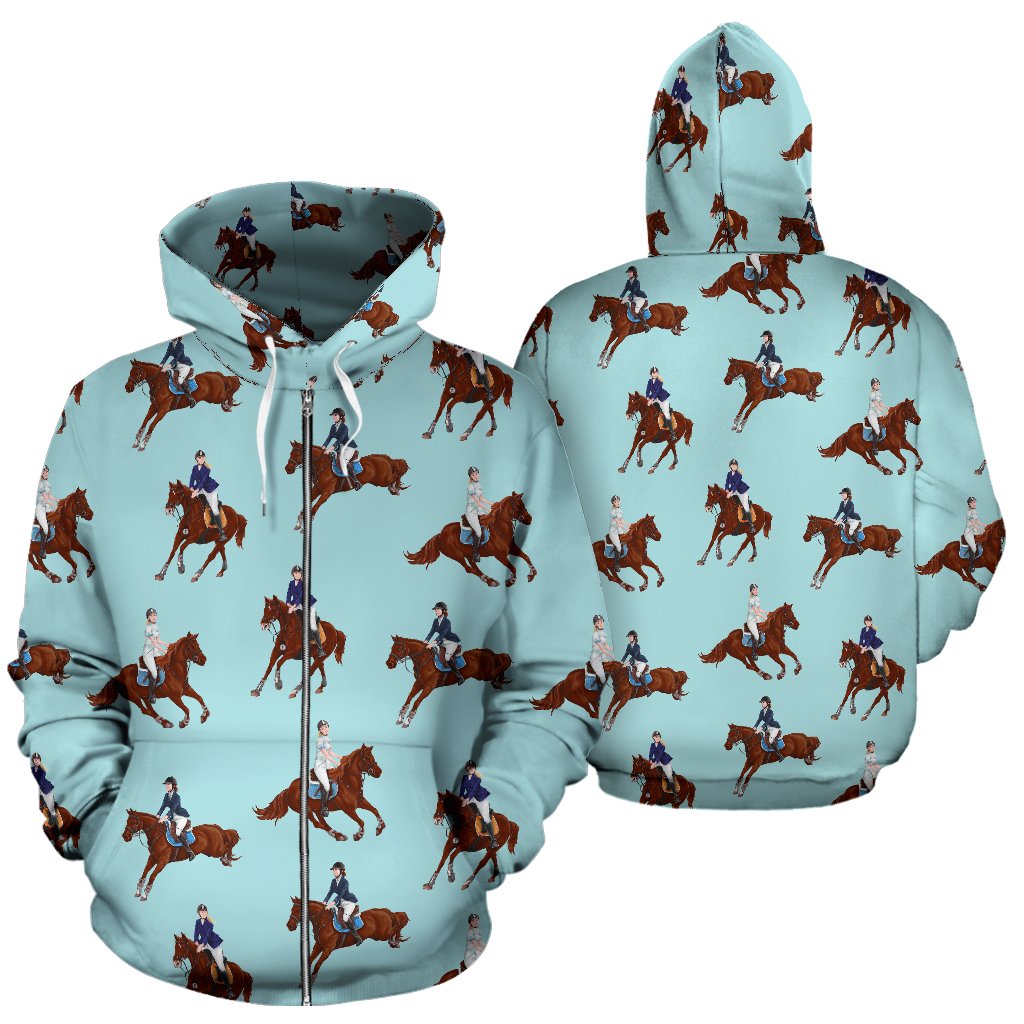 Equestrian Horse Riding Zip Up Hoodie