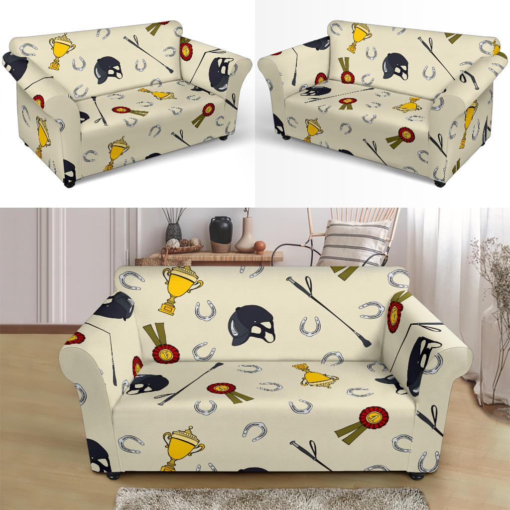 Equestrian Horseshoe Equipment Loveseat Slipcover-JTAMIGO.COM