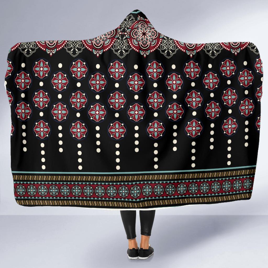 Ethnic Dot Style Print Pattern Hooded Blanket-JTAMIGO.COM