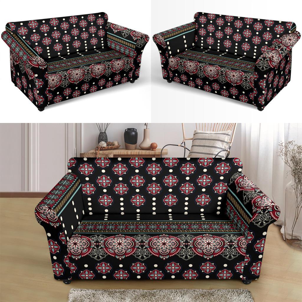 Ethnic Dot Style Print Pattern Loveseat Slipcover-JTAMIGO.COM