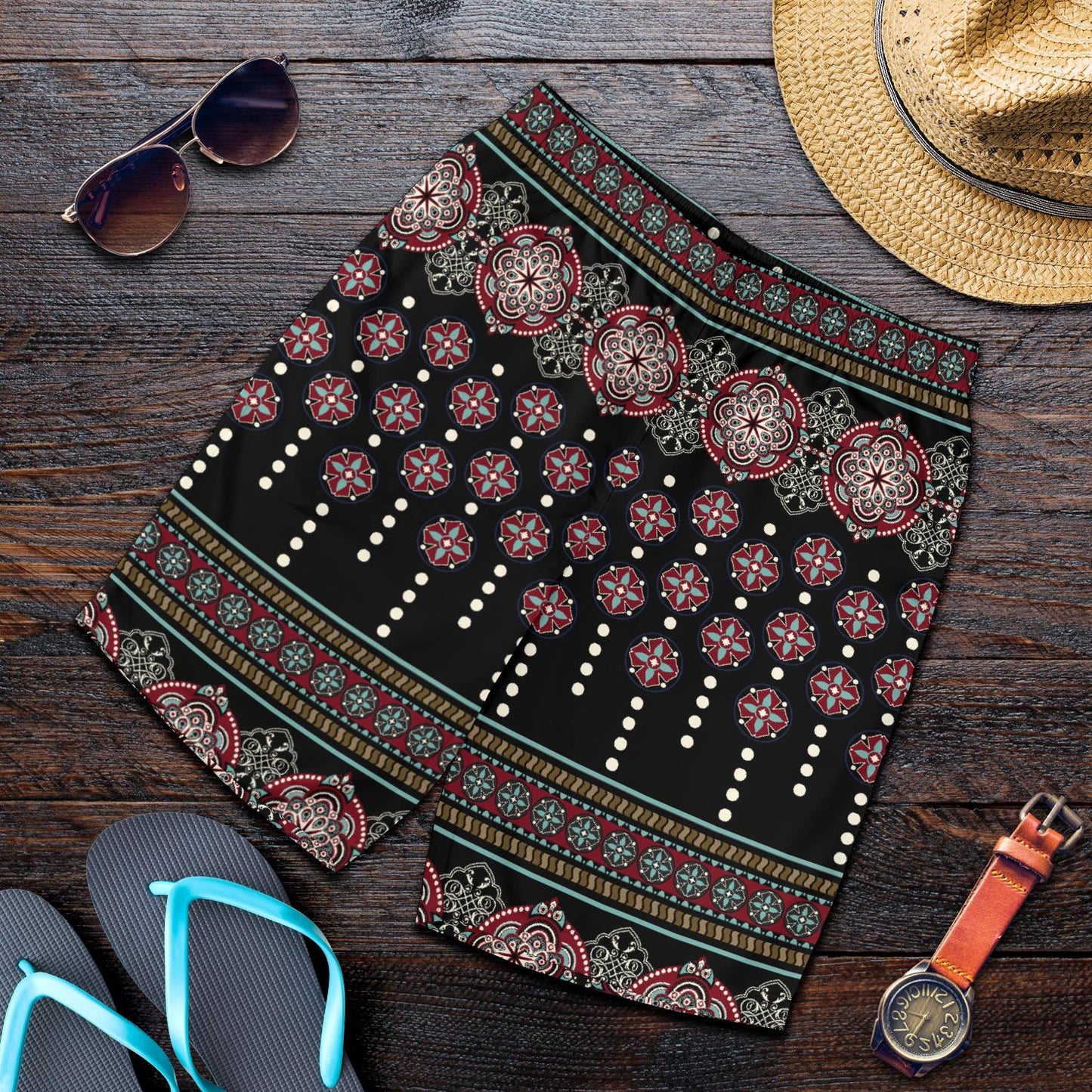 Ethnic Dot Style Print Pattern Mens Shorts-JTAMIGO.COM