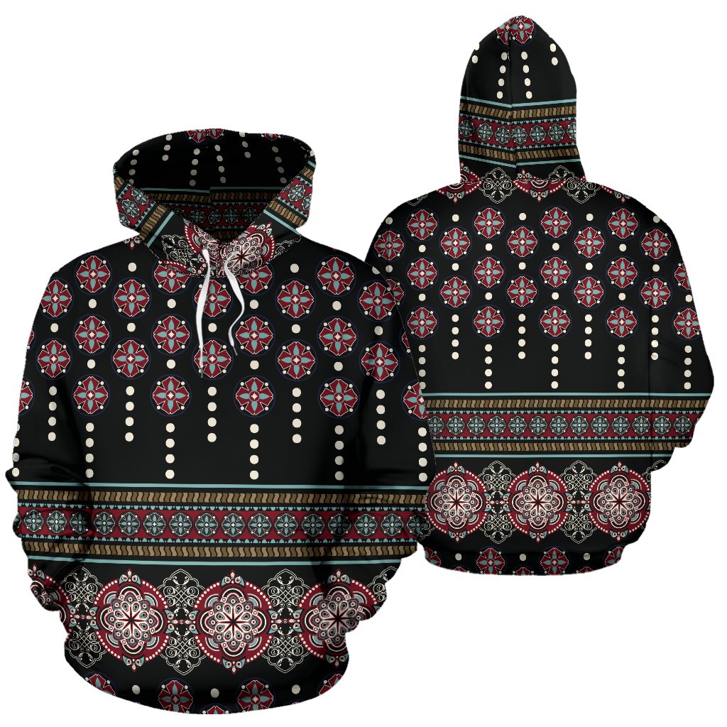 Ethnic Dot Style Print Pattern Pullover Hoodie