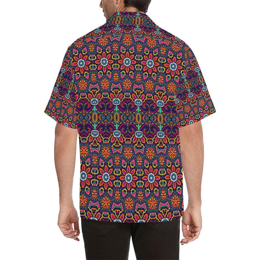 Ethnic Flower Style Print Pattern Men Aloha Hawaiian Shirt