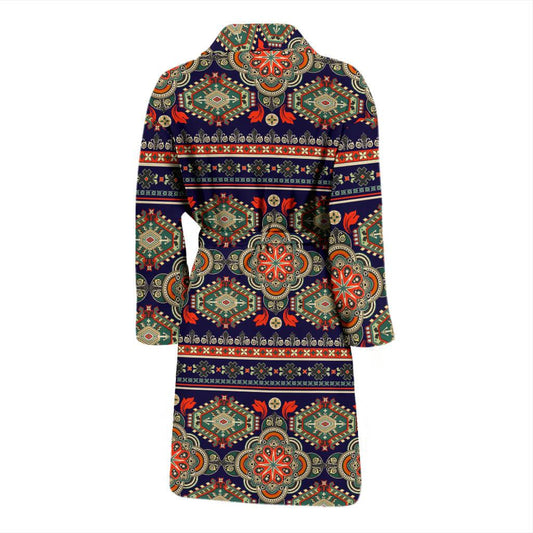 Ethnic Geometric Print Pattern Men Bath Robe-JTAMIGO.COM