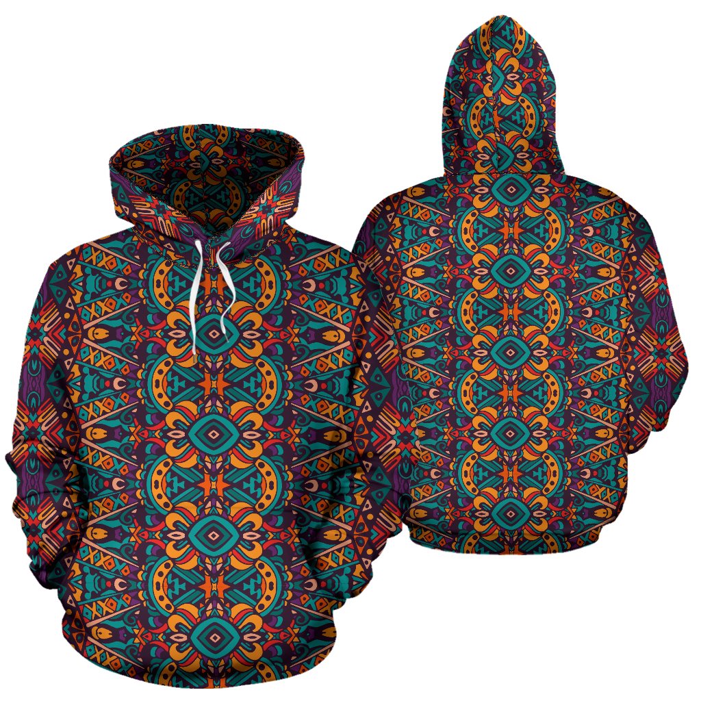 Ethnic Style Print Pattern Pullover Hoodie