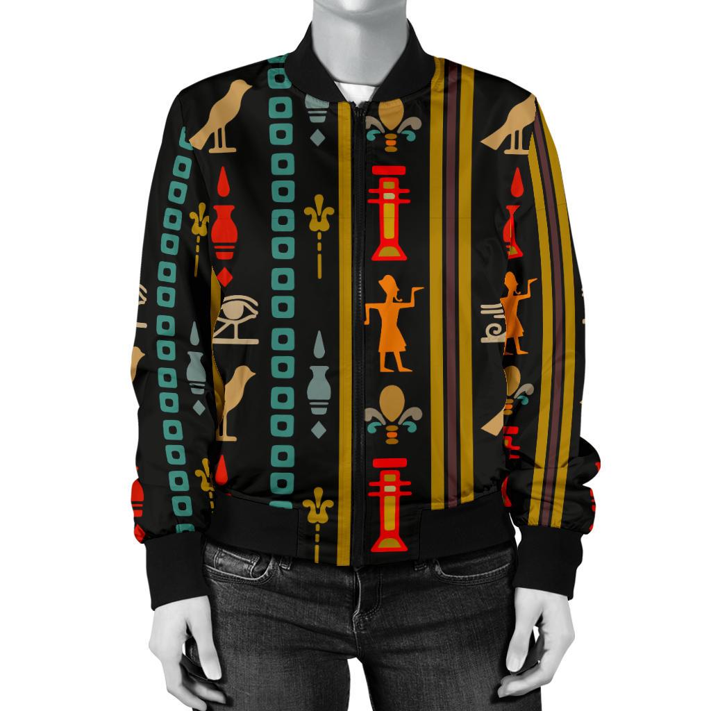 Eye of Horus Egypt Style Pattern Women Casual Bomber Jacket