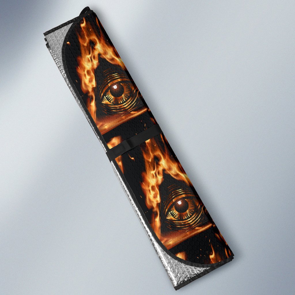 Eye of Horus in Flame Print Car Sun Shade For Windshield