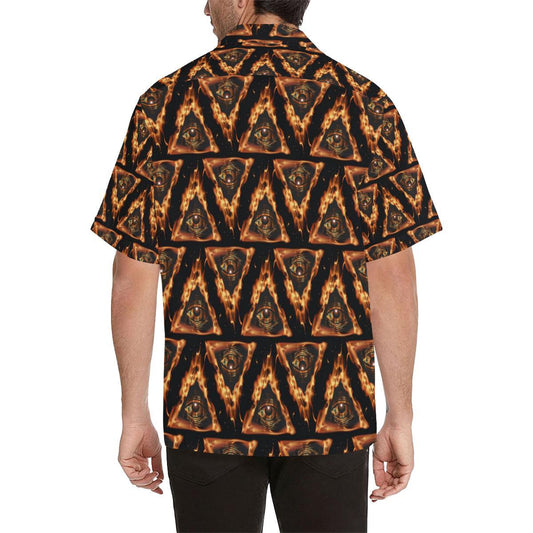 Eye of Horus in Flame Print Men Aloha Hawaiian Shirt