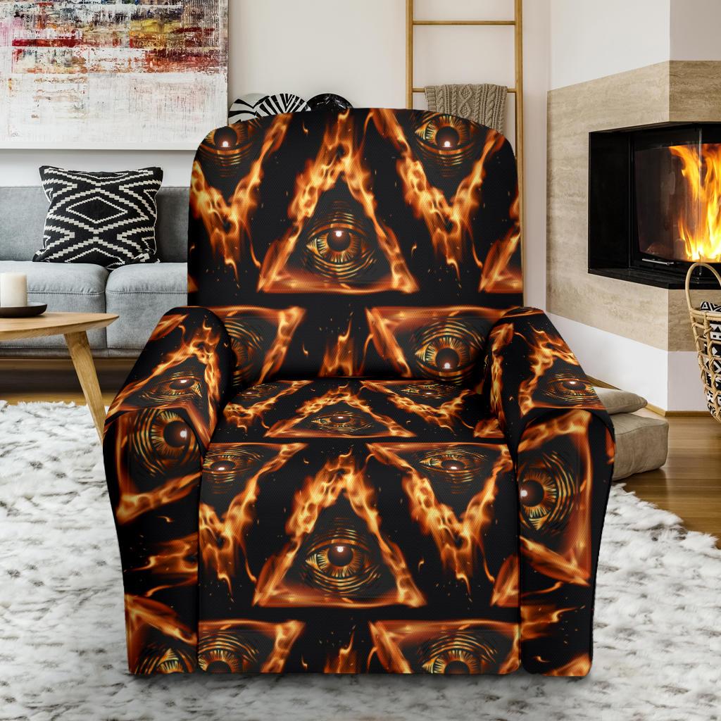 Eye of Horus in Flame Print Single Sofa Slipcover -JTAMIGO.COM
