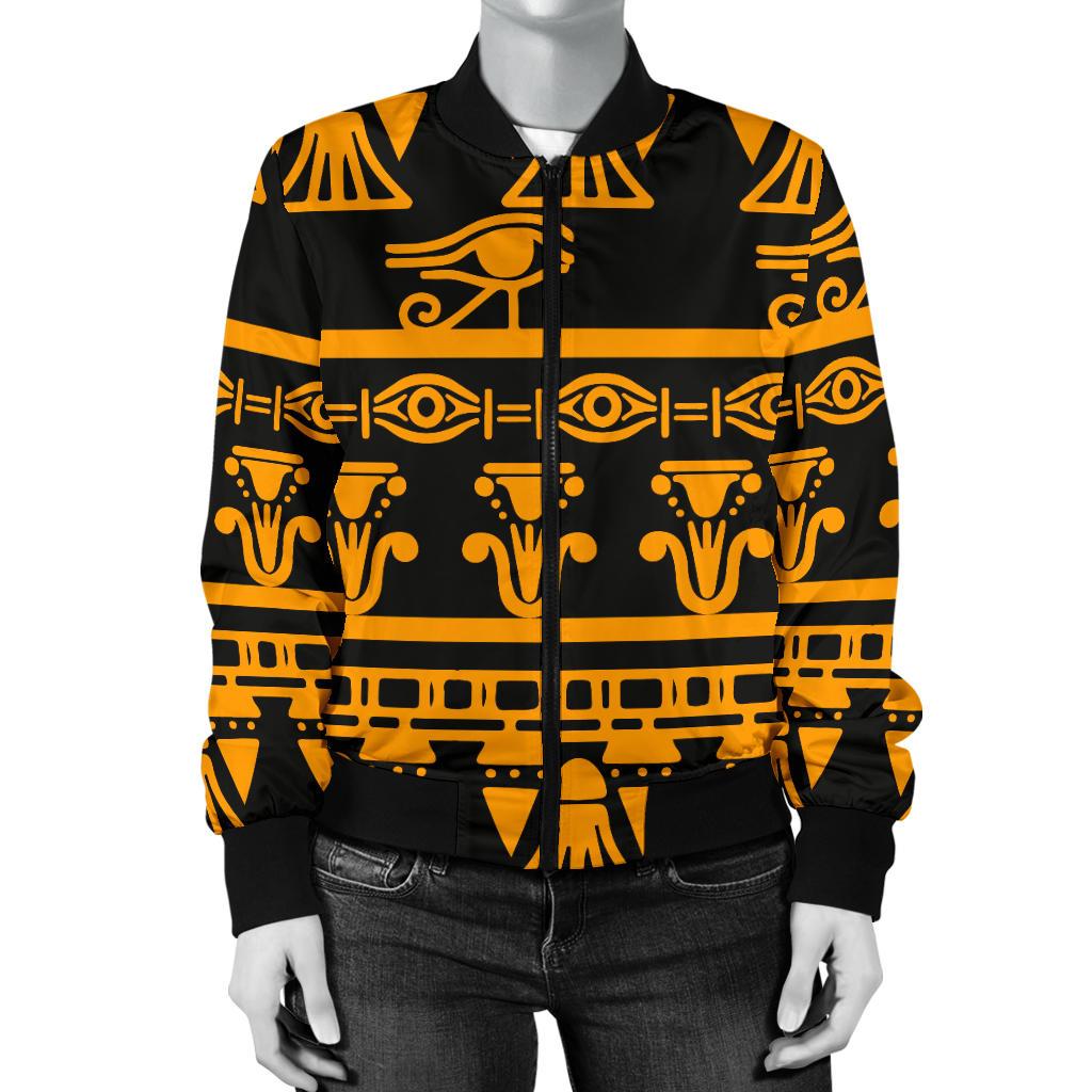 Eye of Horus Tribal Egypt Pattern Women Casual Bomber Jacket
