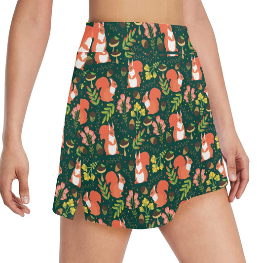 Squirrel Print Design LKS302 17" Golf & Pickleball Skort with Pockets
