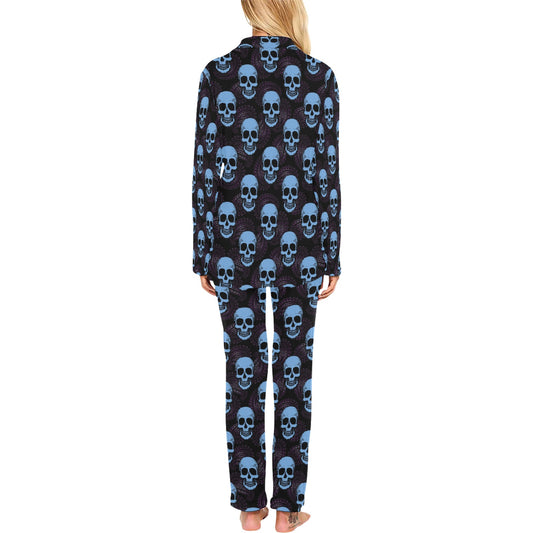 Skull Print Design LKS3012 Women's Long Pajama Set