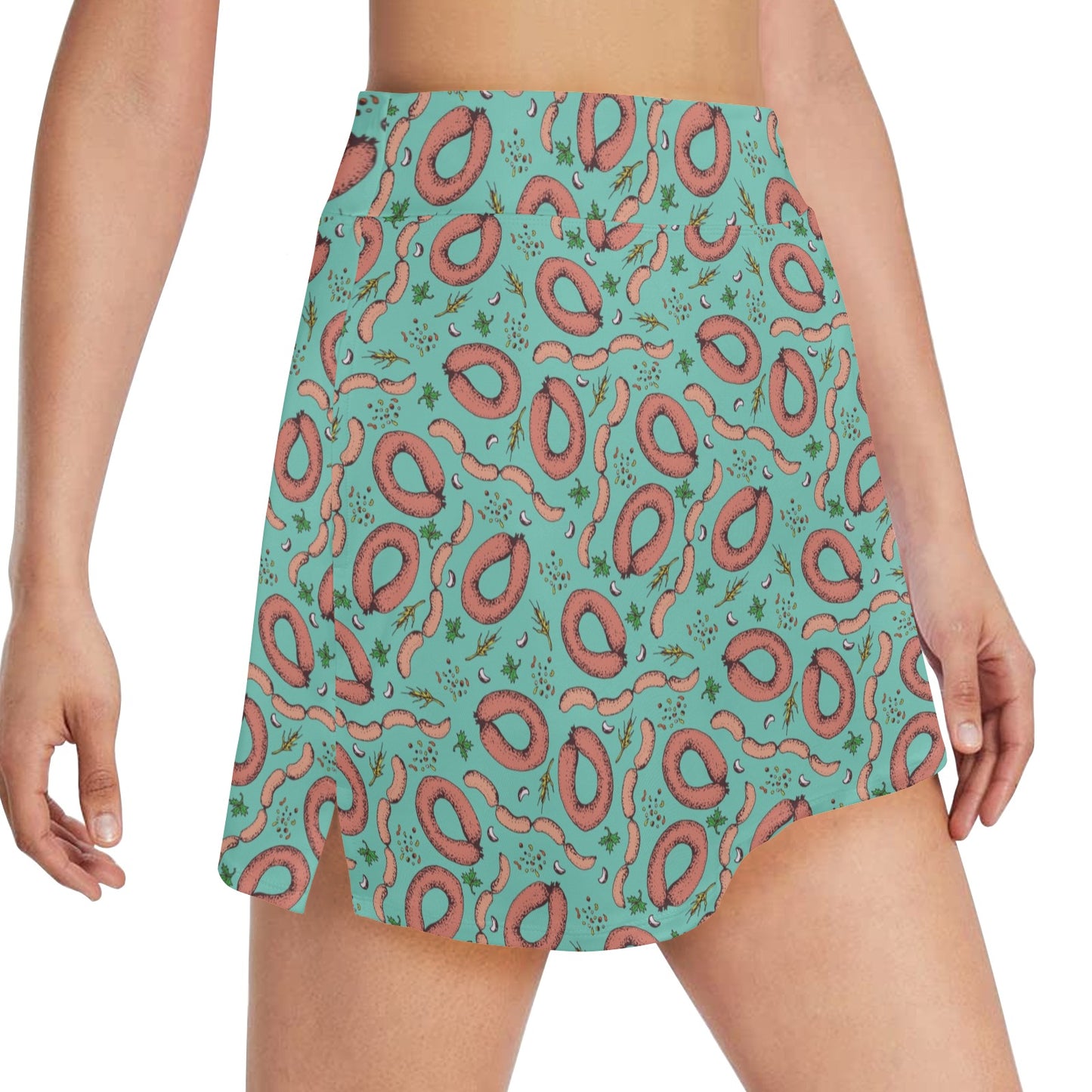 Sausage Print Design LKS303 Women's Golf Skirt with Pocket