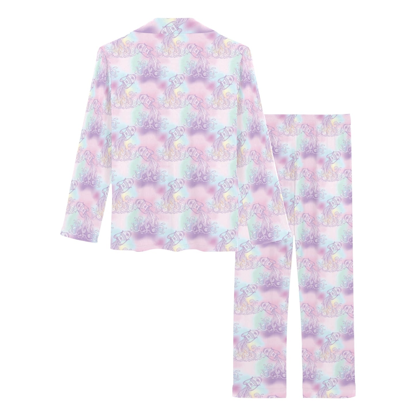 Aquarius Zodiac Pattern Print Design 01 Women's Long Pajama Set