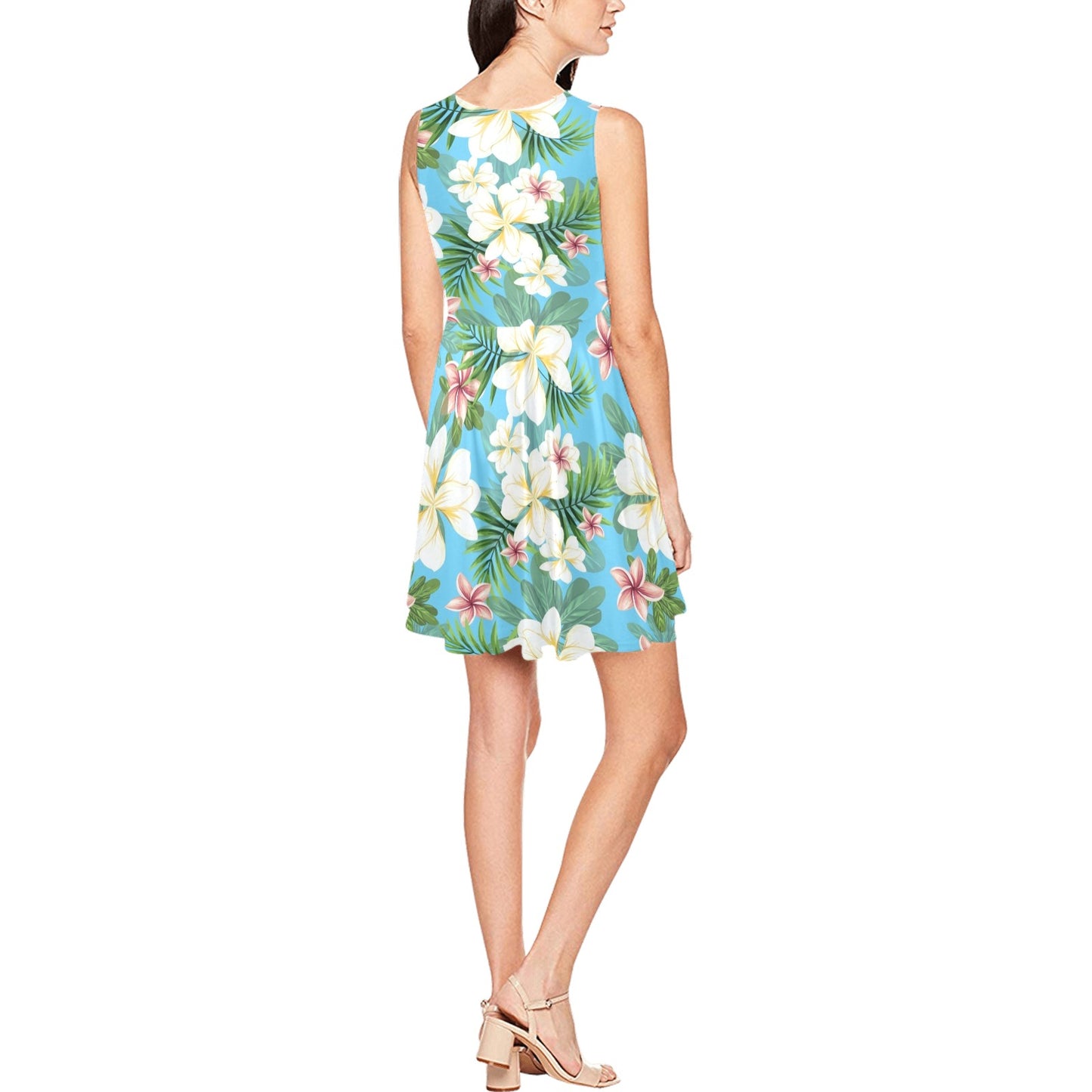 Plumeria Pattern Print Design PM028 Sleeveless Dress