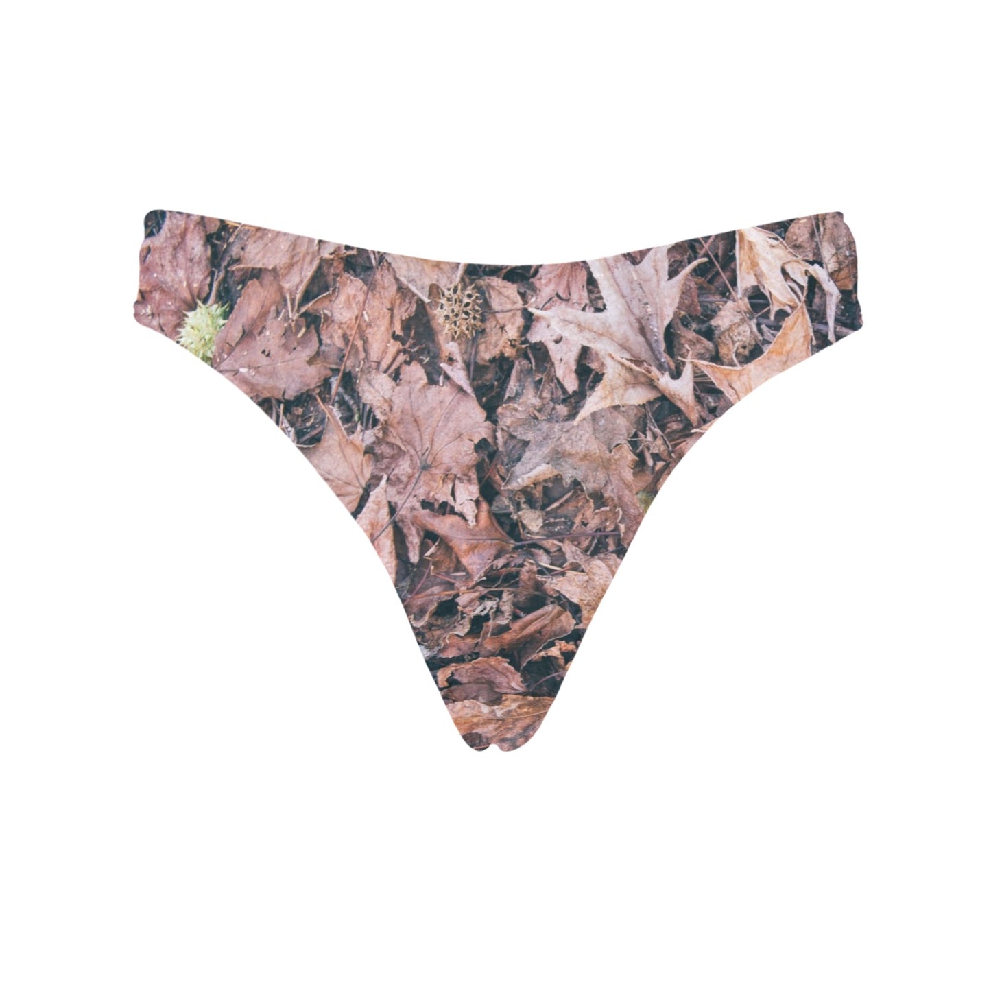 Camouflage Realistic Tree Leaf Print Women's Thongs