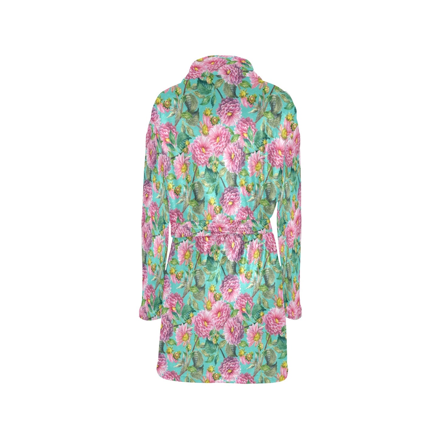Dahlia Pattern Print Design DH07 Women's Fleece Robe