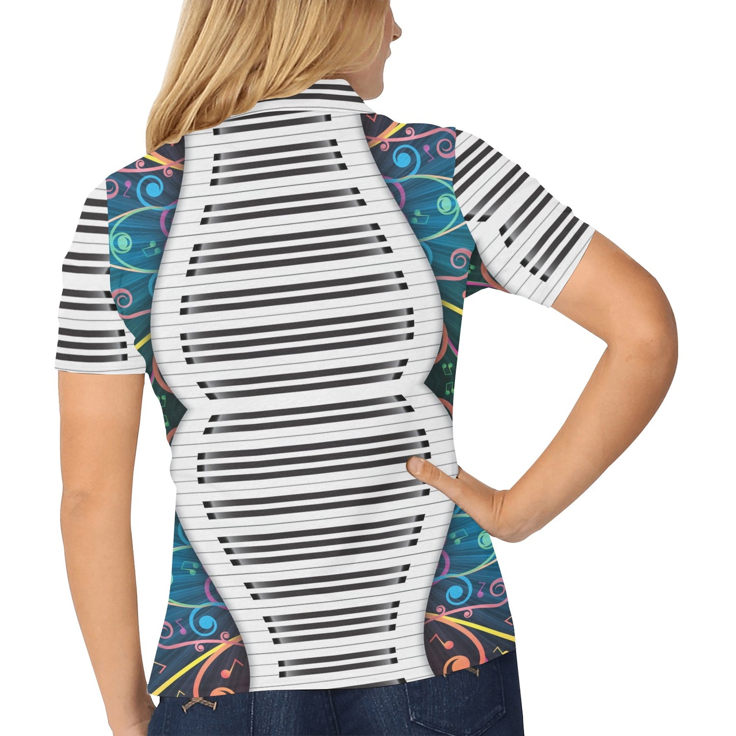 Piano Pattern Print Design 01 Women's Polo Shirt
