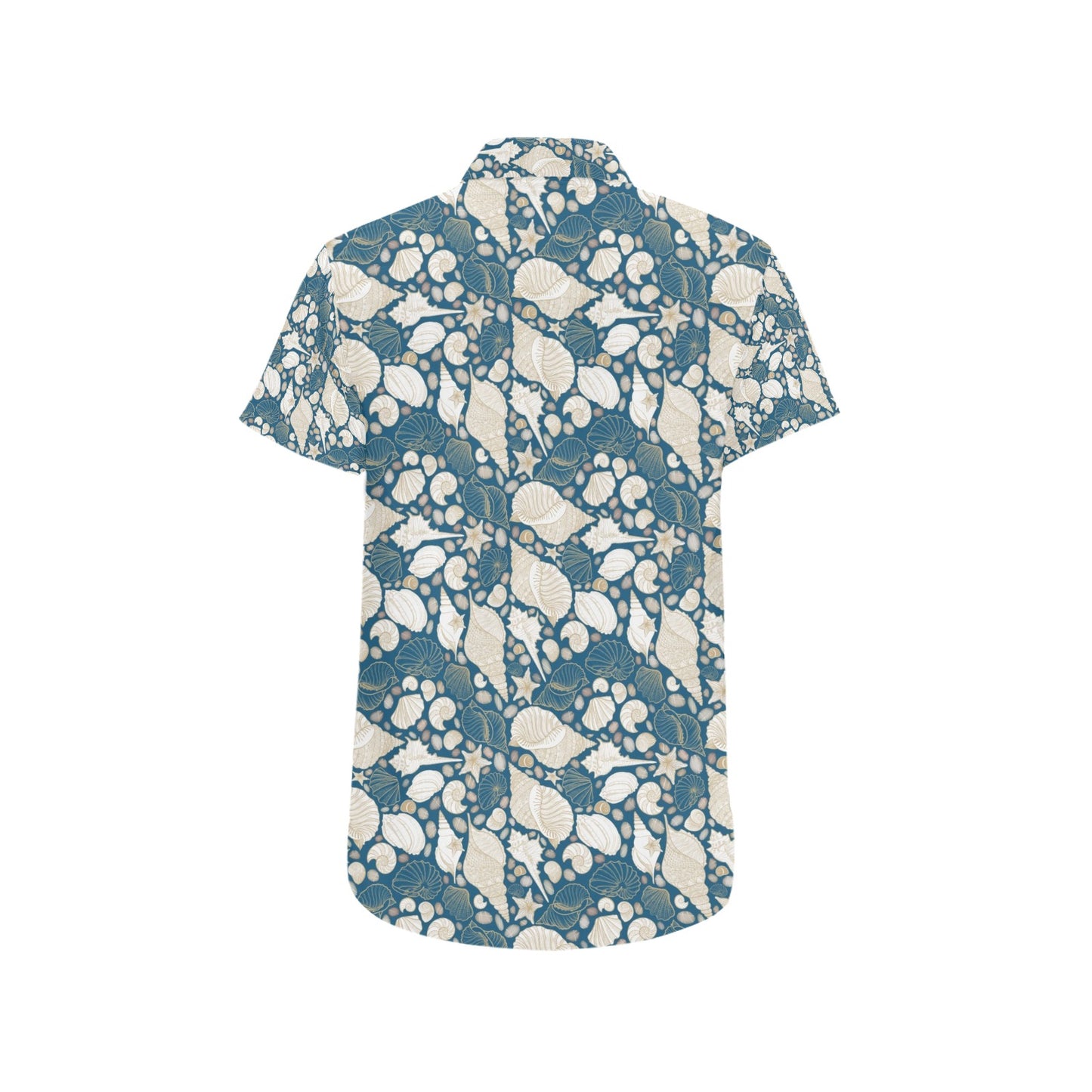 Seashell Print Design LKS308 Men Short Sleeve Button Up Shirt