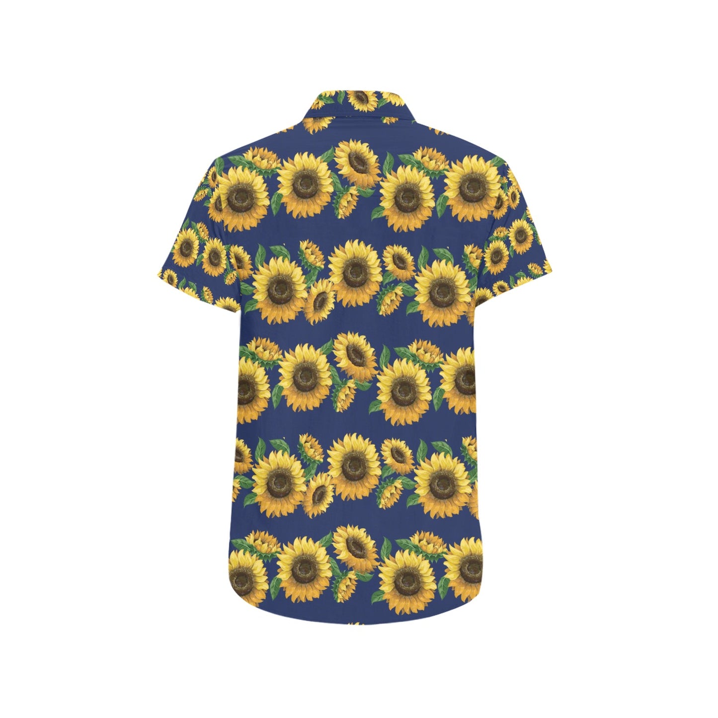 Sunflower Print Design LKS307 Men Short Sleeve Button Up Shirt