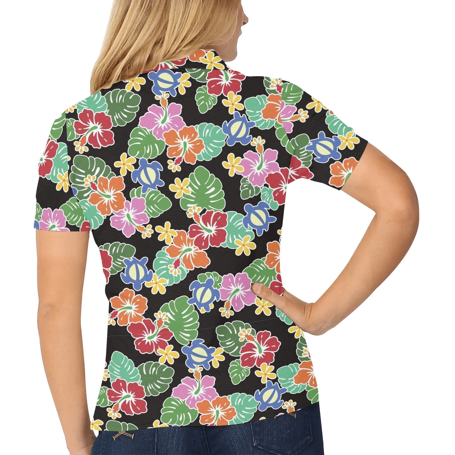 Hawaiian Themed Pattern Print Design H010 Women's Polo Shirt