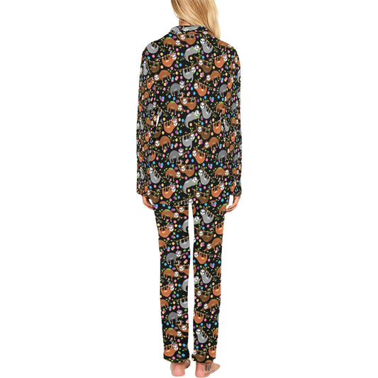 Sloth Print Design LKS306 Women's Long Pajama Set