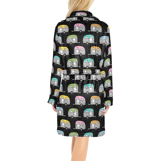 Camper Pattern Camping Themed No 2 Print Women's Fleece Robe