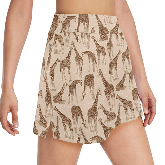 Giraffe Pattern Design Print 17" Golf & Pickleball Skort with Pockets