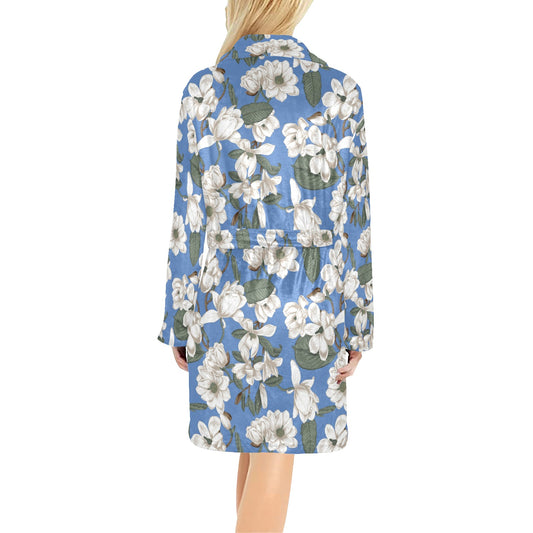 Magnolia Pattern Print Design 01 Women's Fleece Robe