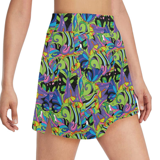 Psychedelic Trippy Mushroom Themed 17" Golf & Pickleball Skort with Pockets