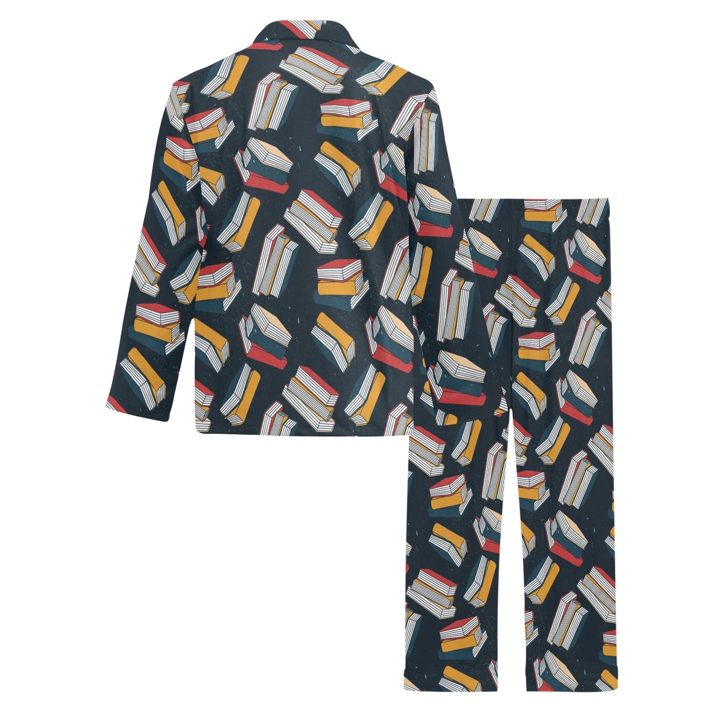 Book Pattern Print Design 07 Men's Long Pajama Set