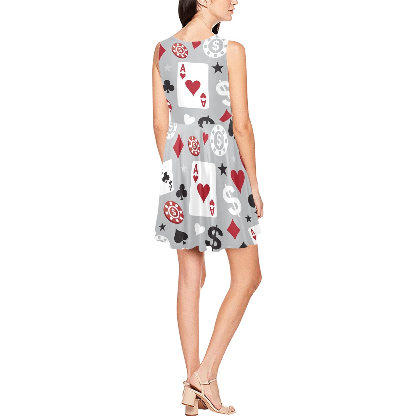Casino Pattern Print Design 01 Sleeveless Dress