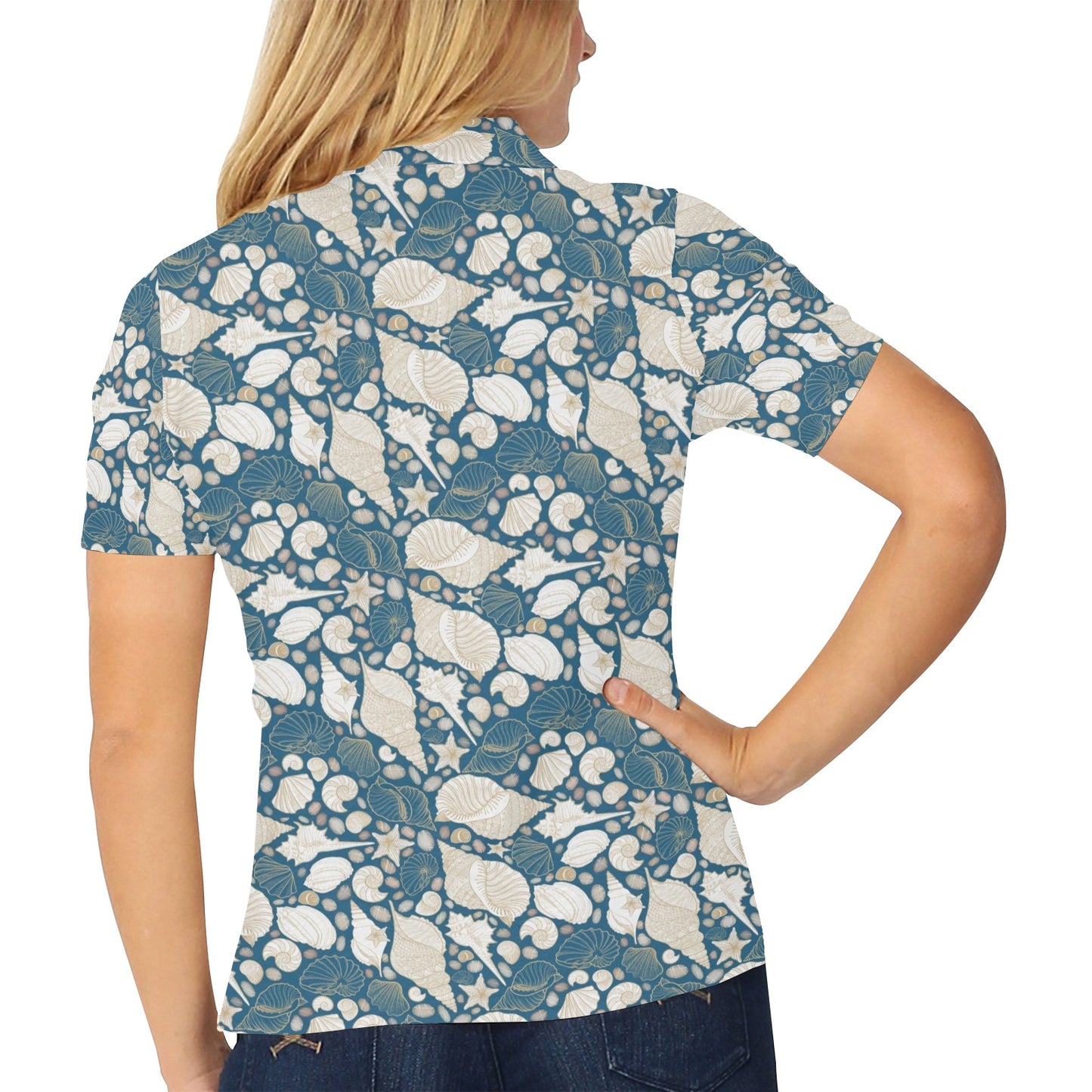 Seashell Print Design LKS308 Women's Polo Shirt