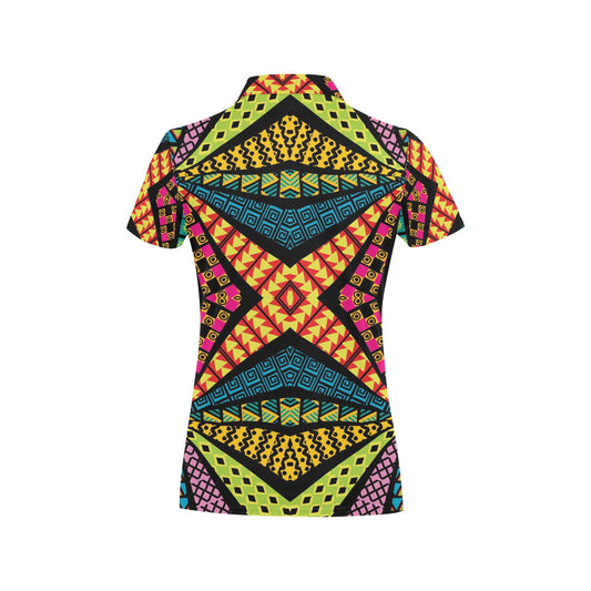 Kaleidoscope Pattern Print Design 05 Women's Polo Shirt