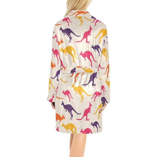 Kangaroos Pattern Print Design 01 Women's Fleece Robe