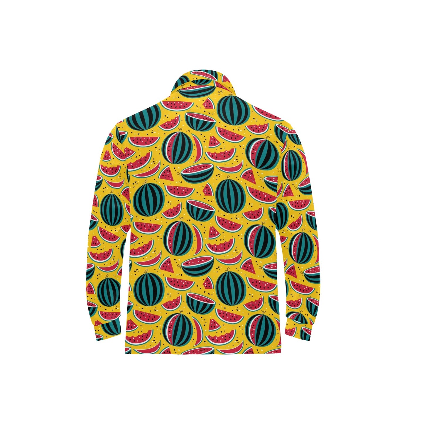 Watermelon Pattern Print Design WM02 Long Sleeve Polo Shirt For Men's