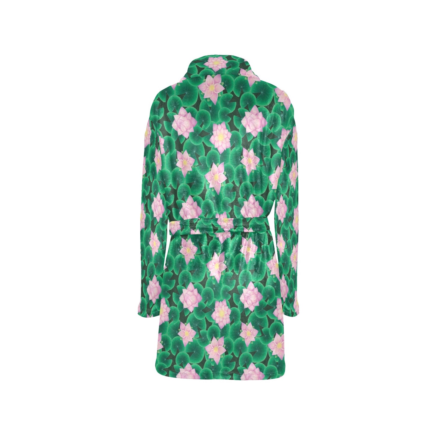 Water Lily Print Design LKS303 Women's Fleece Robe