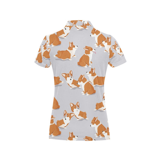 Pembroke Welsh Corgis Pattern Print Design A04 Women's Polo Shirt