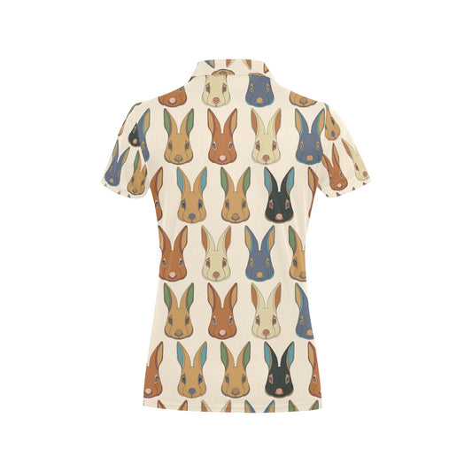 Rabbit Pattern Print Design RB04 Women's Polo Shirt