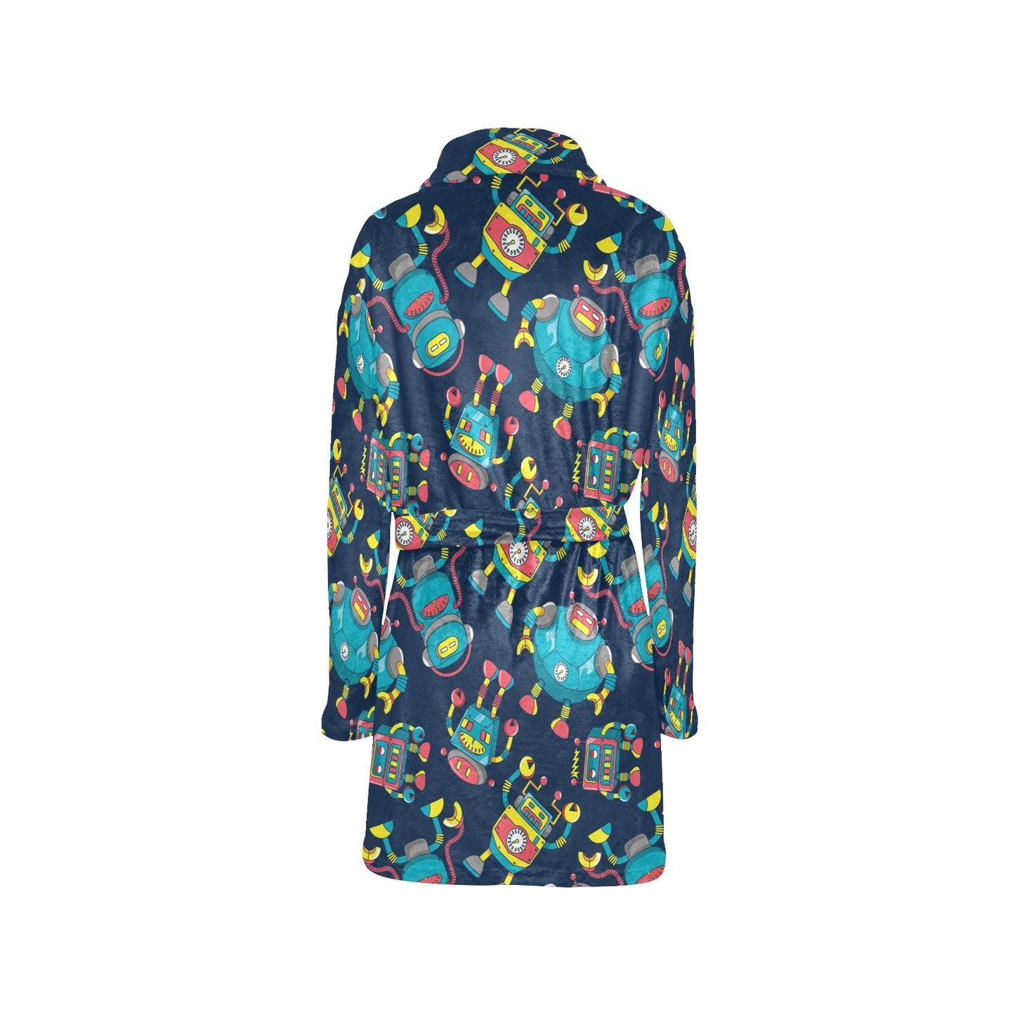 Robot Pattern Print Design A05 Women's Fleece Robe