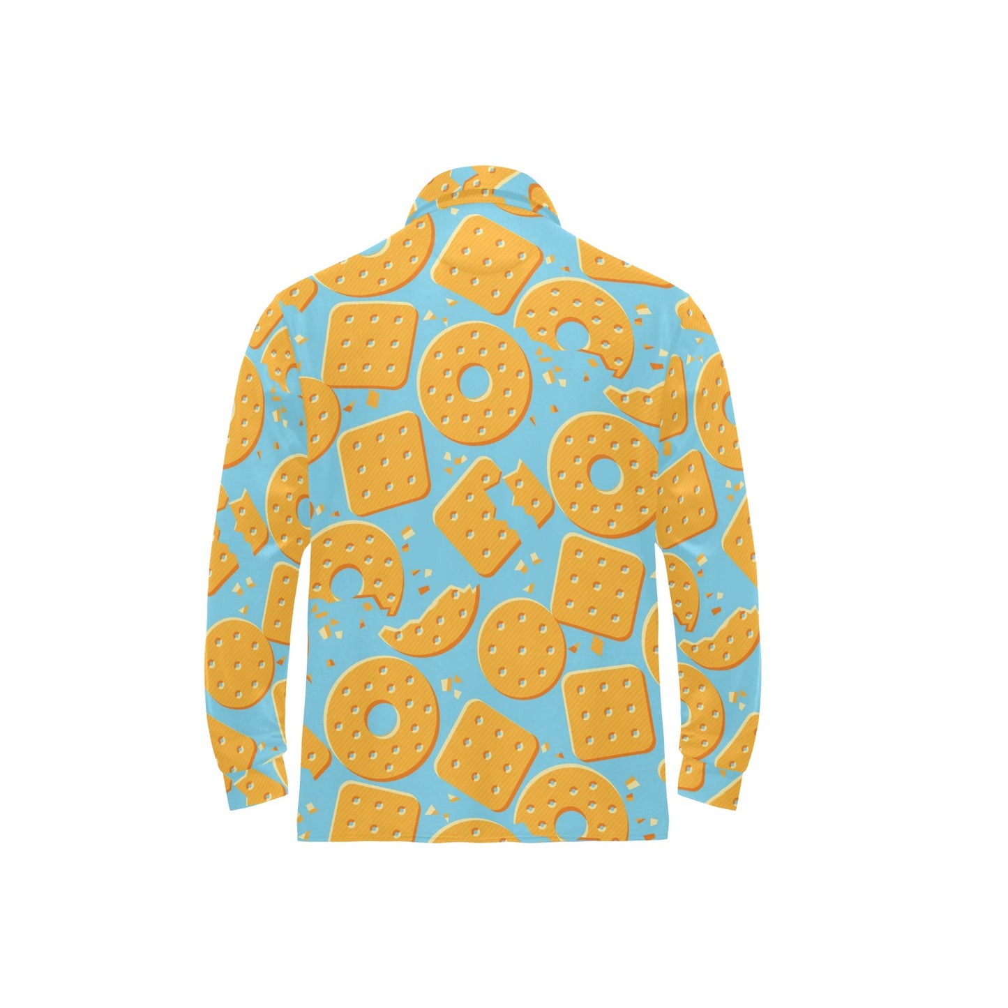 Cracker Pattern Print Design 02 Long Sleeve Polo Shirt For Men's