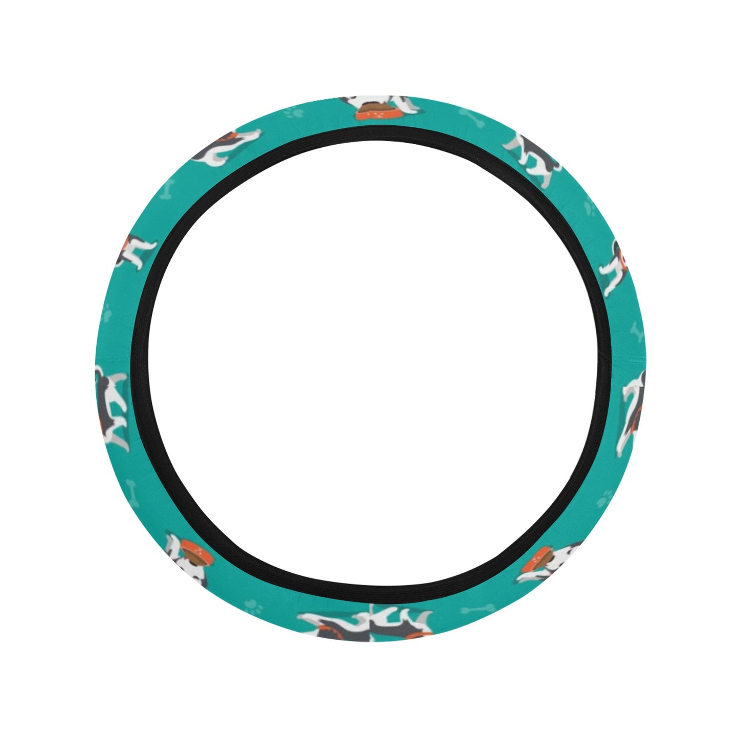 Siberian Huskies Print Design LKS303 Steering Wheel Cover with Elastic Edge