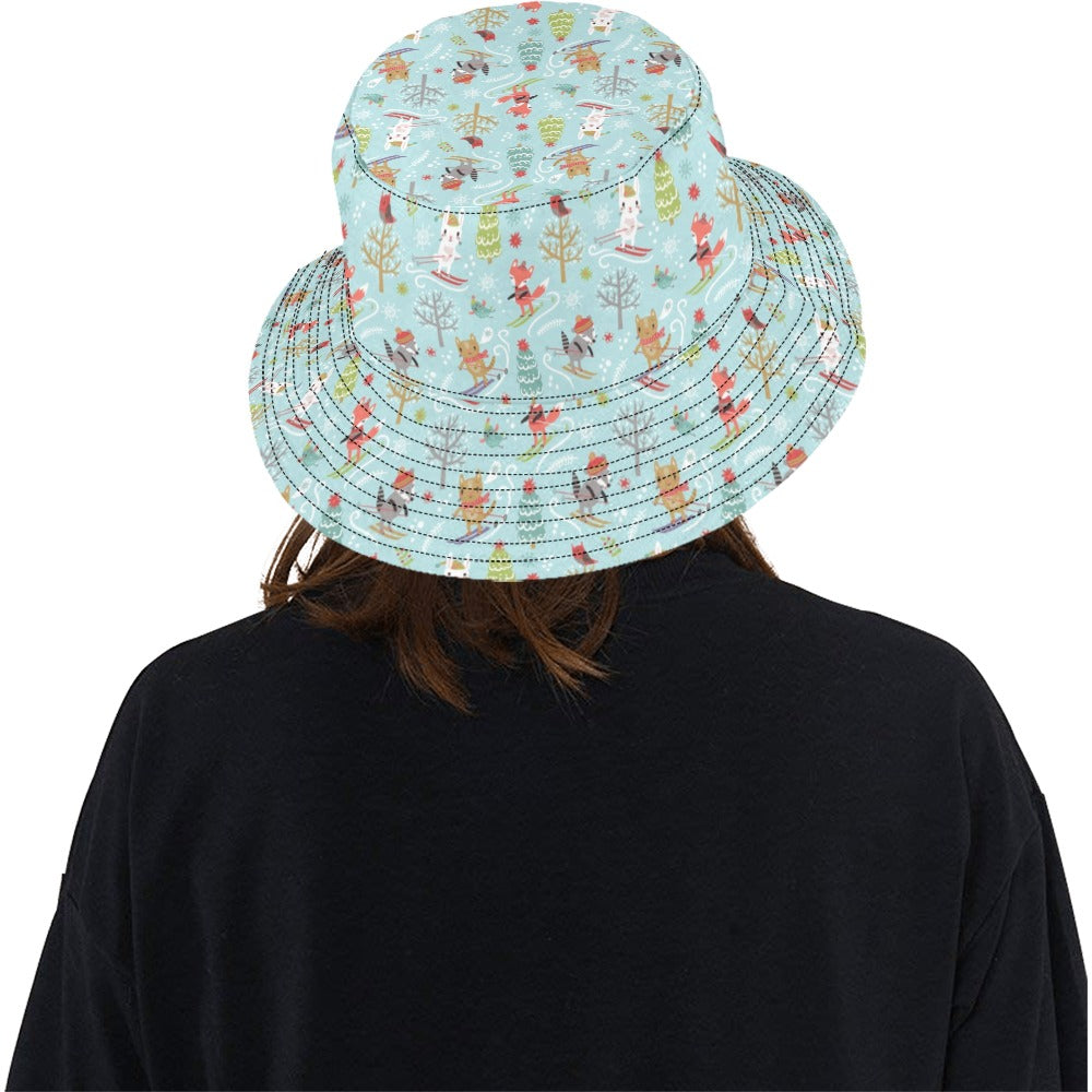 Ski Fox Cute Print Design LKS303 Unisex Bucket Hat
