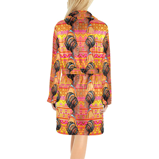African Girl Aztec Women's Fleece Robe