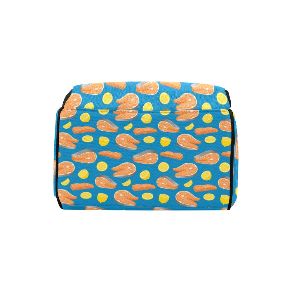 Salmon Steak With Lemon Print Design LKS308 Diaper Bag Backpack