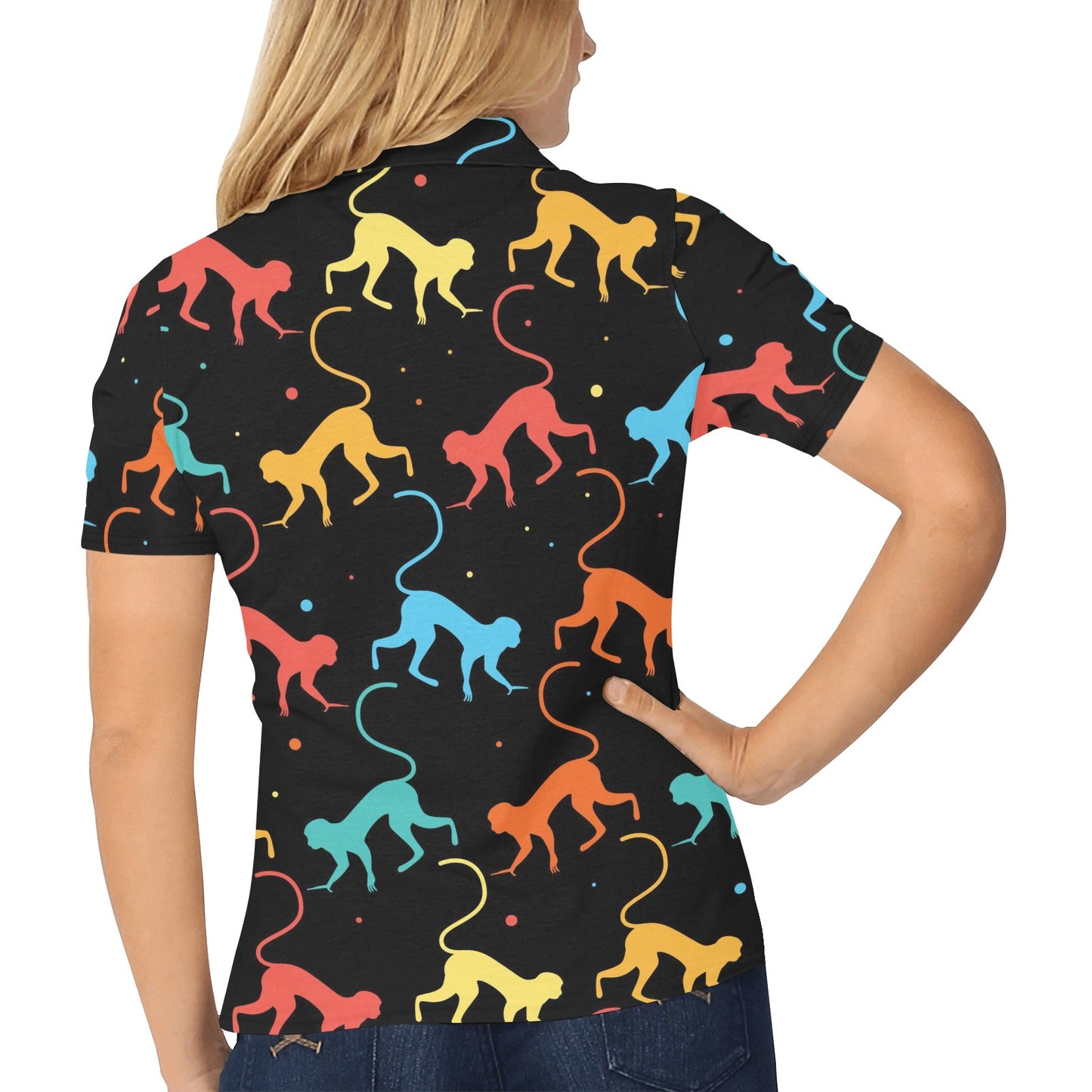 Monkey Pattern Print Design 01 Women's Polo Shirt