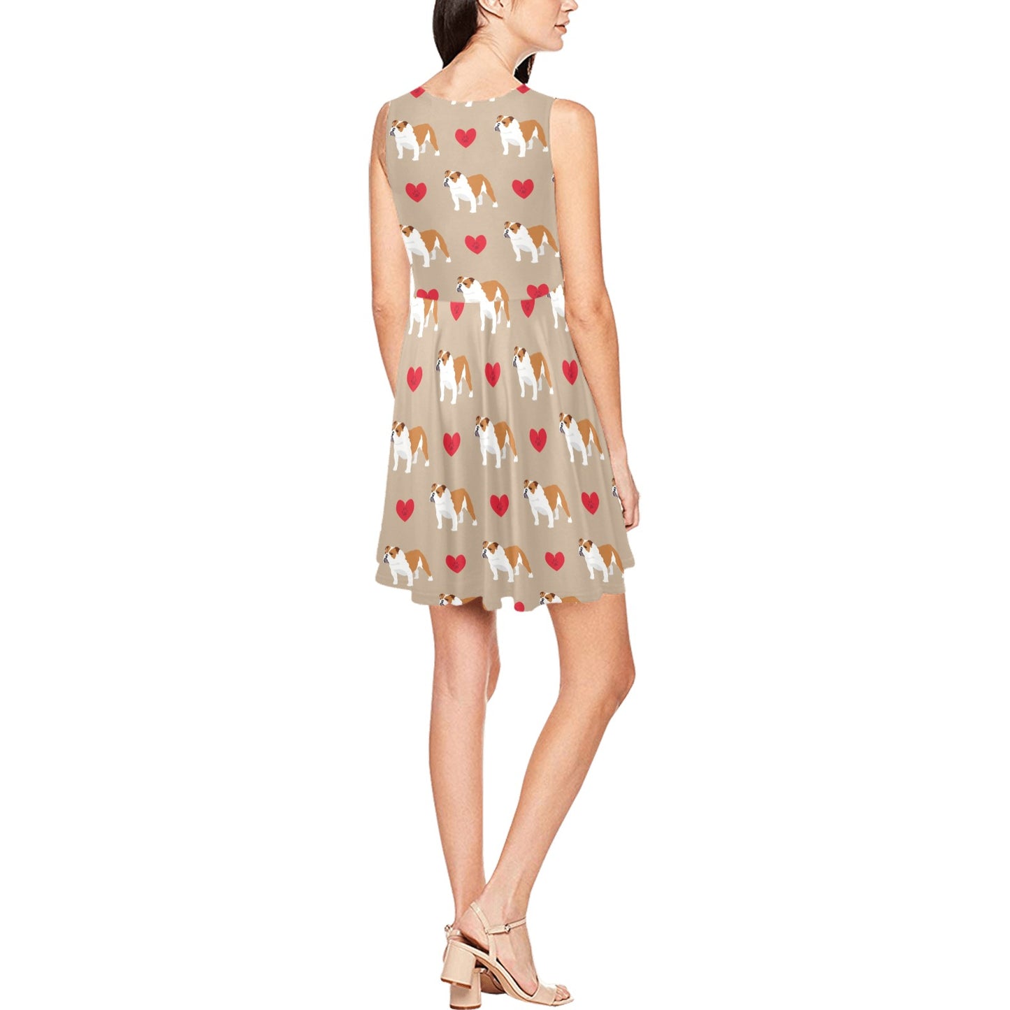 Bulldogs Pattern Print Design 02 Sleeveless Dress
