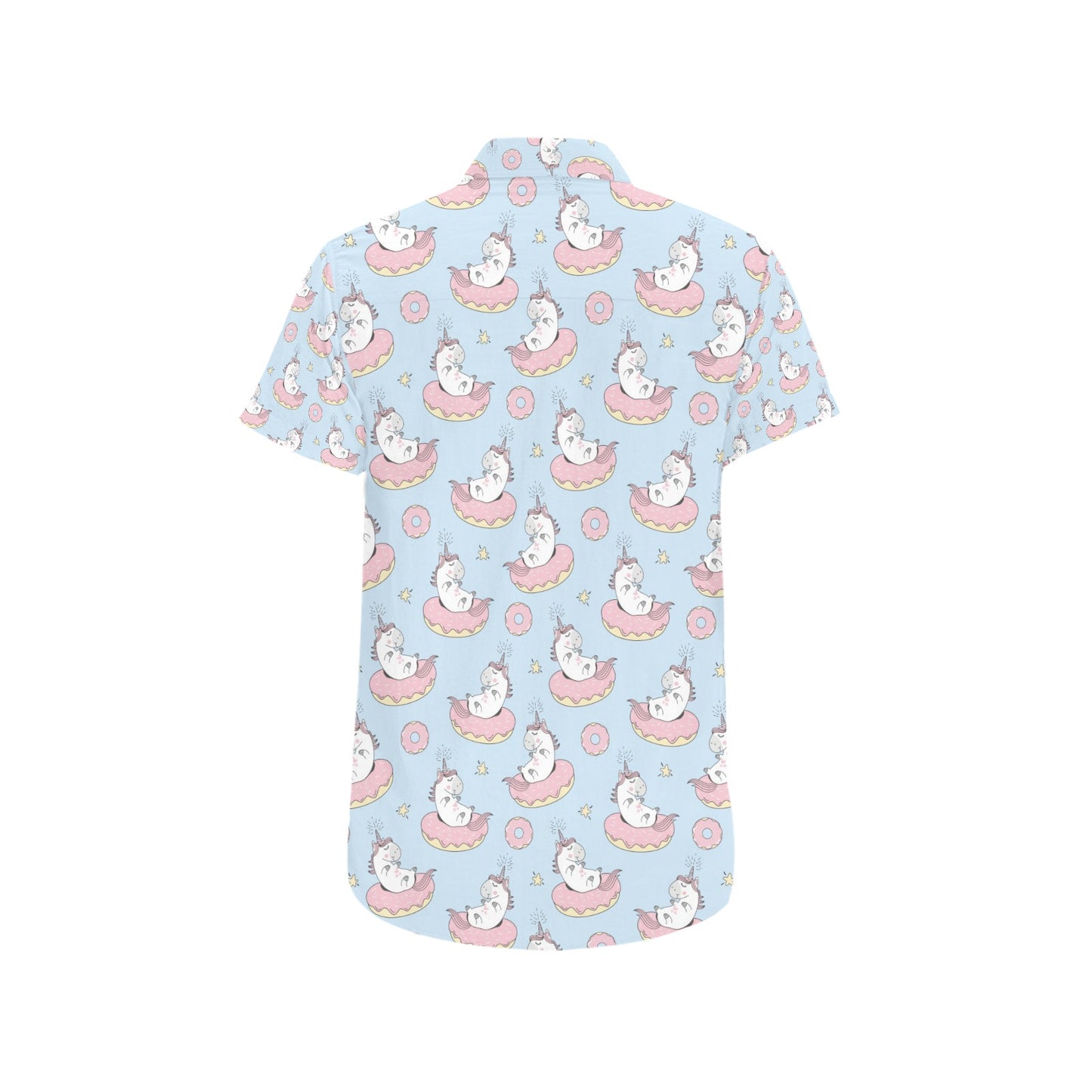 Unicorn Print Design LKS303 Men Short Sleeve Button Up Shirt