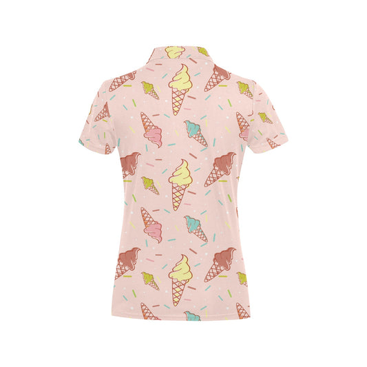 Ice Cream Pattern Print Design 02 Women's Polo Shirt