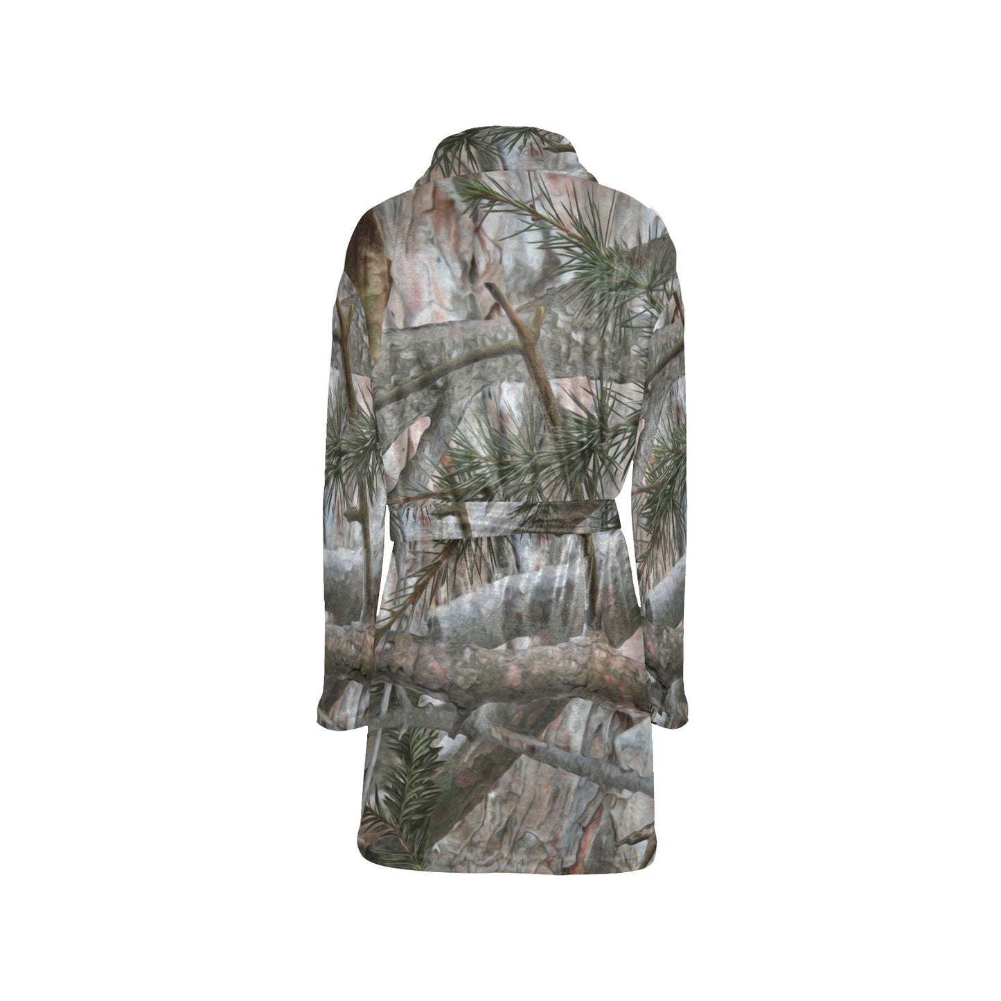 Camo Realistic Tree Forest Pattern Women's Fleece Robe